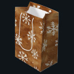 Brown White Winter Snowflakes Christmas Medium Gift Bag<br><div class="desc">Brown White Winter Snowflakes Christmas</div>