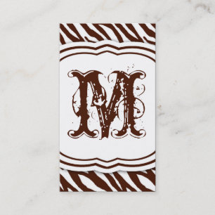 Brown White Zebra Print Pattern Business Card