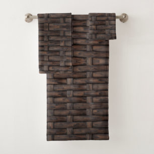 Brown wicker design bath towel set
