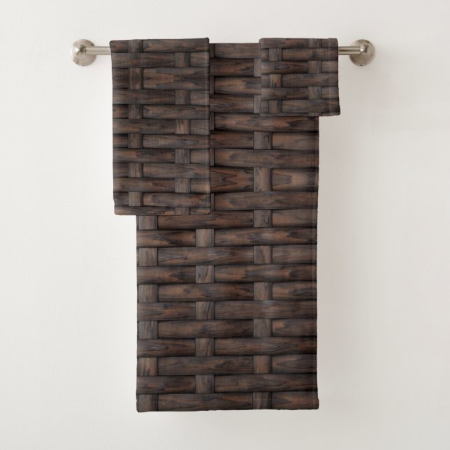 Brown wicker design bath towel set (Insitu)