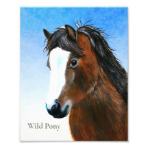 Brown Wild Pony Watercolor Painting