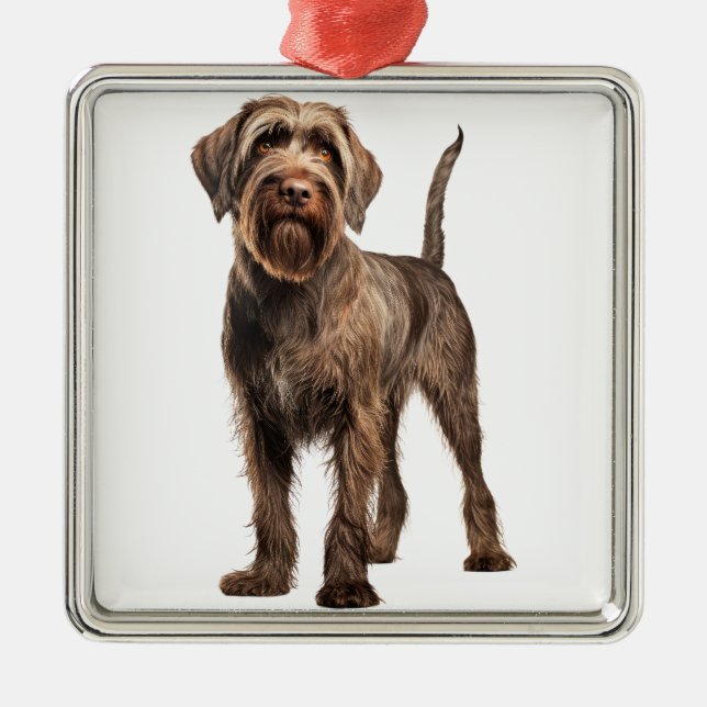 BROWN WIREHAIRED POINTING GRIFFON DOG METAL TREE DECORATION (Front)