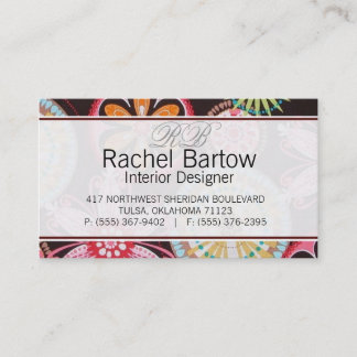 Brown with colourful flowers business card