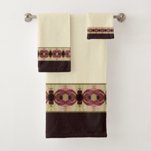 Brown With Elegant Designer Stripe Accent Bath Towel Set