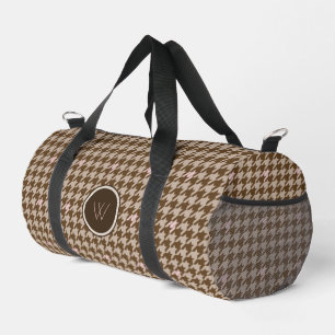 Brown with Rose Gold Accent Houndstooth Duffle Bag