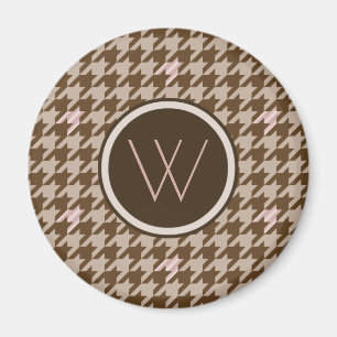 Brown with Rose Gold Accent Houndstooth Magnet