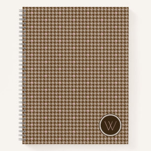 Brown with Rose Gold Accent Houndstooth Notebook