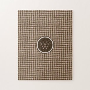 Brown with Rose Gold Accent Houndstooth Puzzle