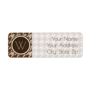 Brown with Rose Gold Houndstooth Address Label