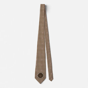 Brown with Rose Gold Houndstooth Men's Neck Tie