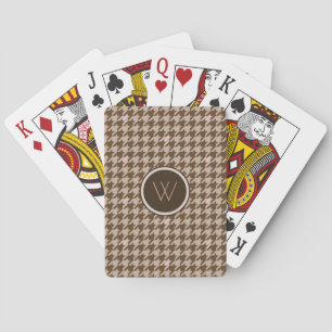 Brown with Rose Gold Houndstooth Playing Cards