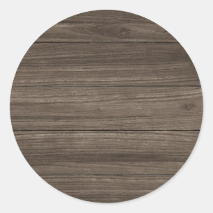 Brown Wood Board Look Blank Elegant Template Classic Round Sticker