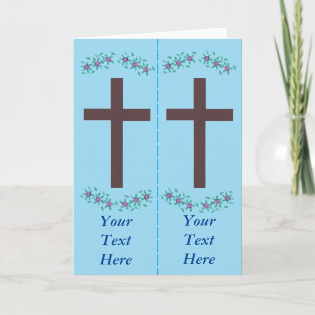 Brown Wood Cross Your Text Bookmark Greeting Cards (Front)