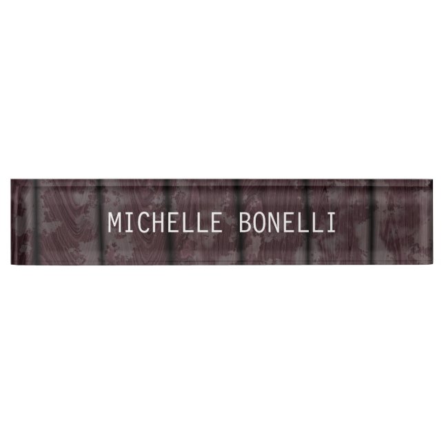 Brown Wood Design Background Plain Legible Modern Nameplate (Front)