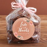 Brown Wood Floral Rustic Wedding Love and Thanks Classic Round Sticker<br><div class="desc">This rustic Wedding Love and Thanks round sticker features lovely floral against a brown wood pattern background. Use it to seal your envelopes, favour bags or for decoration. Check out other matching rustic wedding items including invitations here http://www.zazzle.com/collections/brown_wood_rustic_floral_wedding_collection-119146535042869019?rf=238364477188679314 Personalise it with your details by replacing the placeholder text. For more...</div>
