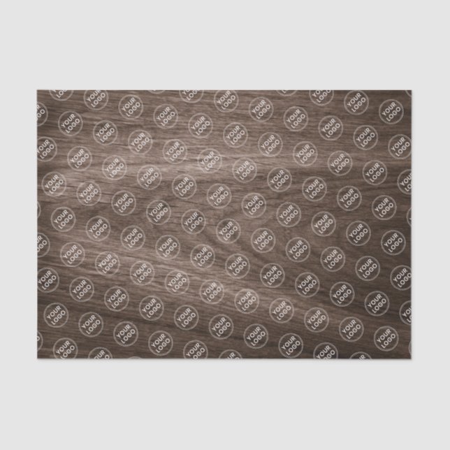 Brown wood grain add logo business packaging tissue paper (Front)