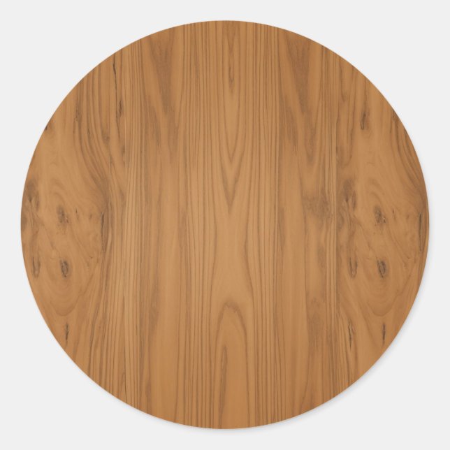  Brown Wood Grain Classic Round Sticker (Front)