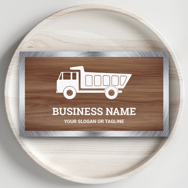 Brown Wood Grain Construction Hauling Dump Truck Business Card (Creator Uploaded)