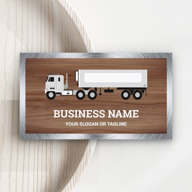 Brown Wood Grain Logistics Transport Truck Trailer Business Card (Creator Uploaded)