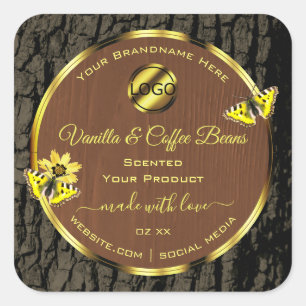 Brown Wood Grain Tree Bark Product Labels Add Logo