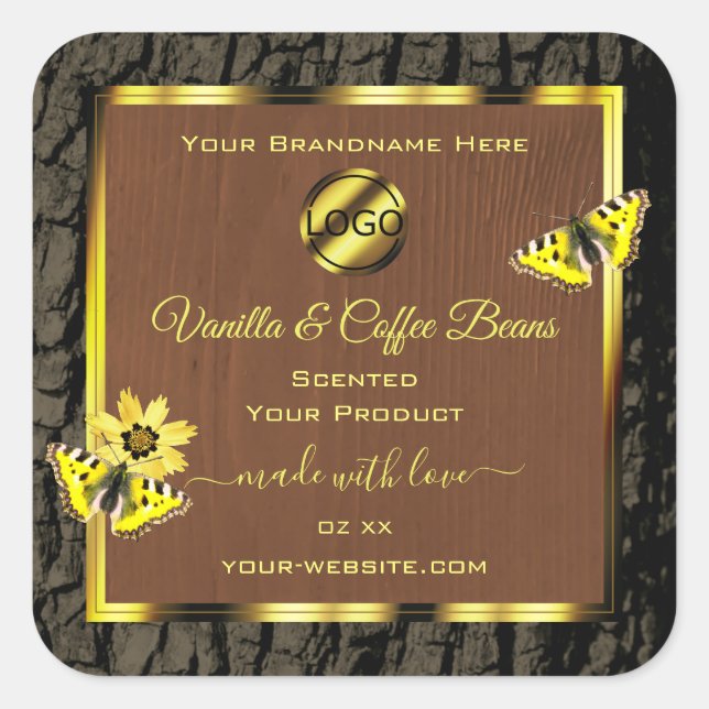 Brown Wood Grain Tree Bark Product Labels Add Logo (Front)