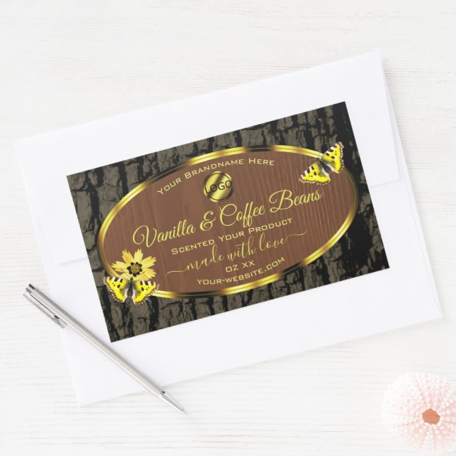 Brown Wood Grain Tree Bark Product Labels Add Logo (Envelope)