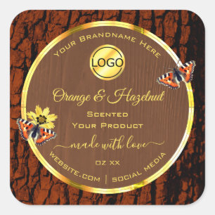 Brown Wood Grain Tree Bark Product Labels Add Logo