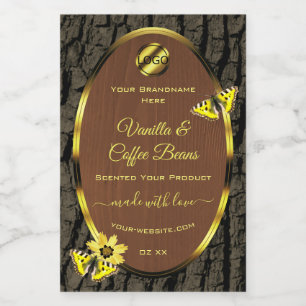 Brown Wood Grain Tree Bark Product Labels Add Logo