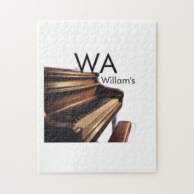 Brown wood piano table keys monogram name  jigsaw puzzle (Vertical)