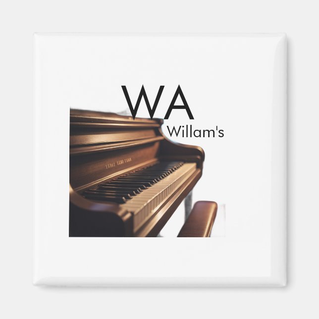 Brown wood piano table keys monogram name  magnet (Front)