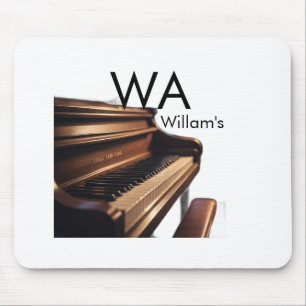 Brown wood piano table keys monogram name  mouse pad