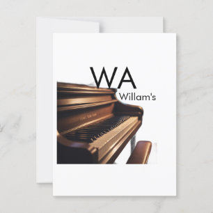 Brown wood piano table keys monogram name  postcard