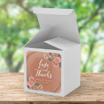 Brown Wood Rustic Floral Wedding Love and Thanks Square Sticker<br><div class="desc">This rustic Wedding square sticker features lovely floral against a brown wood pattern background and the world "Love and Thanks". Use it to seal your envelopes, favour bags or for decoration. Check out other matching rustic wedding items including invitations here http://www.zazzle.com/collections/brown_wood_rustic_floral_wedding_collection-119146535042869019?rf=238364477188679314 Personalise it with your details by replacing the placeholder...</div>