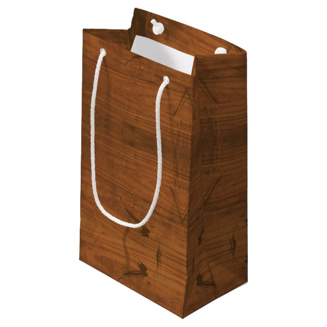 Brown wood Rustic pattern Small Gift Bag (Front Angled)