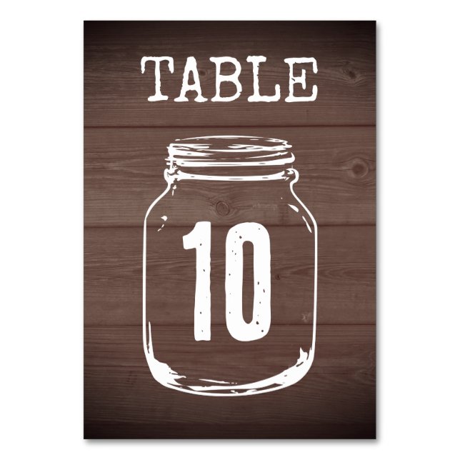 Brown wood rustic wedding table number cards (Front)