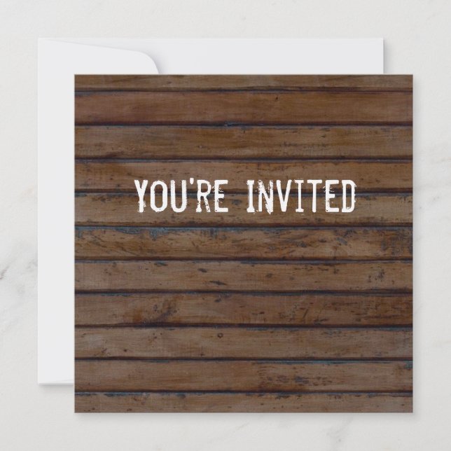 Brown Wood Style Invitation (Front)