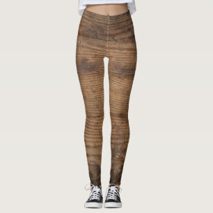 Brown Wood Texture Abstract Background Leggings