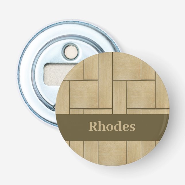 Brown wood tile print bottle opener (Front)