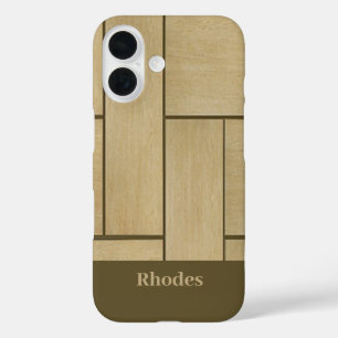 Brown wood tile print iPhone 16 case