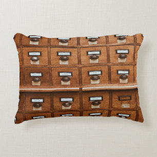 Brown wooden drawer decorative cushion