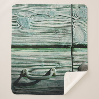 Brown wooden drawer sherpa blanket