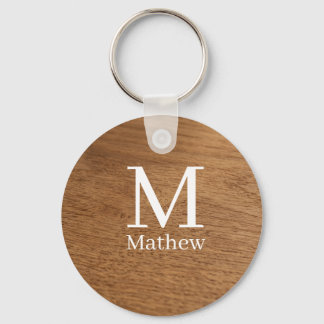 brown wooden frame rustic name monogram pattern si key ring