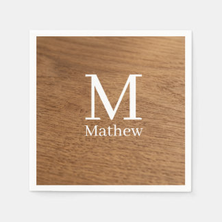 brown wooden frame rustic name monogram pattern si napkin