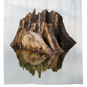 BROWN WOODEN FRAME SHOWER CURTAIN