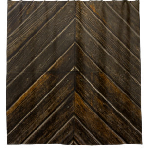 Brown wooden frame shower curtain