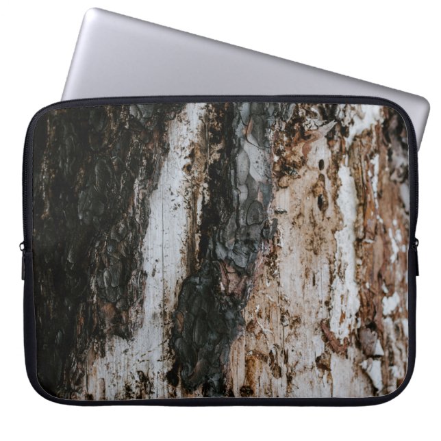 Brown wooden log laptop sleeve (Front)