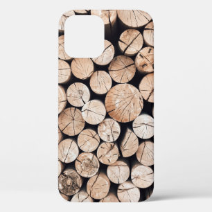 Brown wooden log lot iPhone 12 case