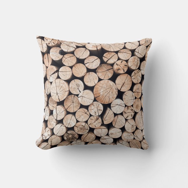 Brown wooden log lot cushion (Front)
