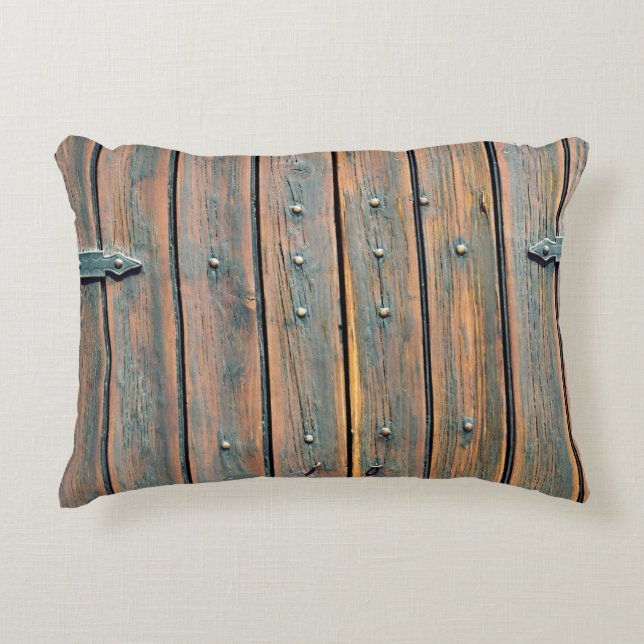 Brown wooden panel decorative cushion (Front)