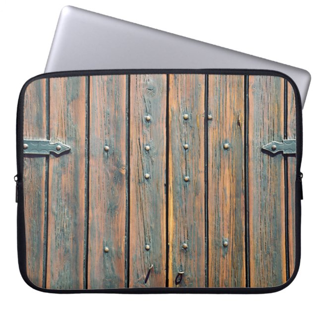Brown wooden panel laptop sleeve (Front)